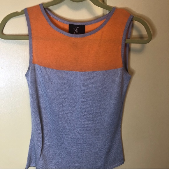 Silver/ orange kukhavera London sleeveless top. Size 4 US NWT - Picture 3 of 9